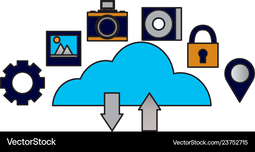 Cloud computing upload download data Cloud computing upload download data Vector Image