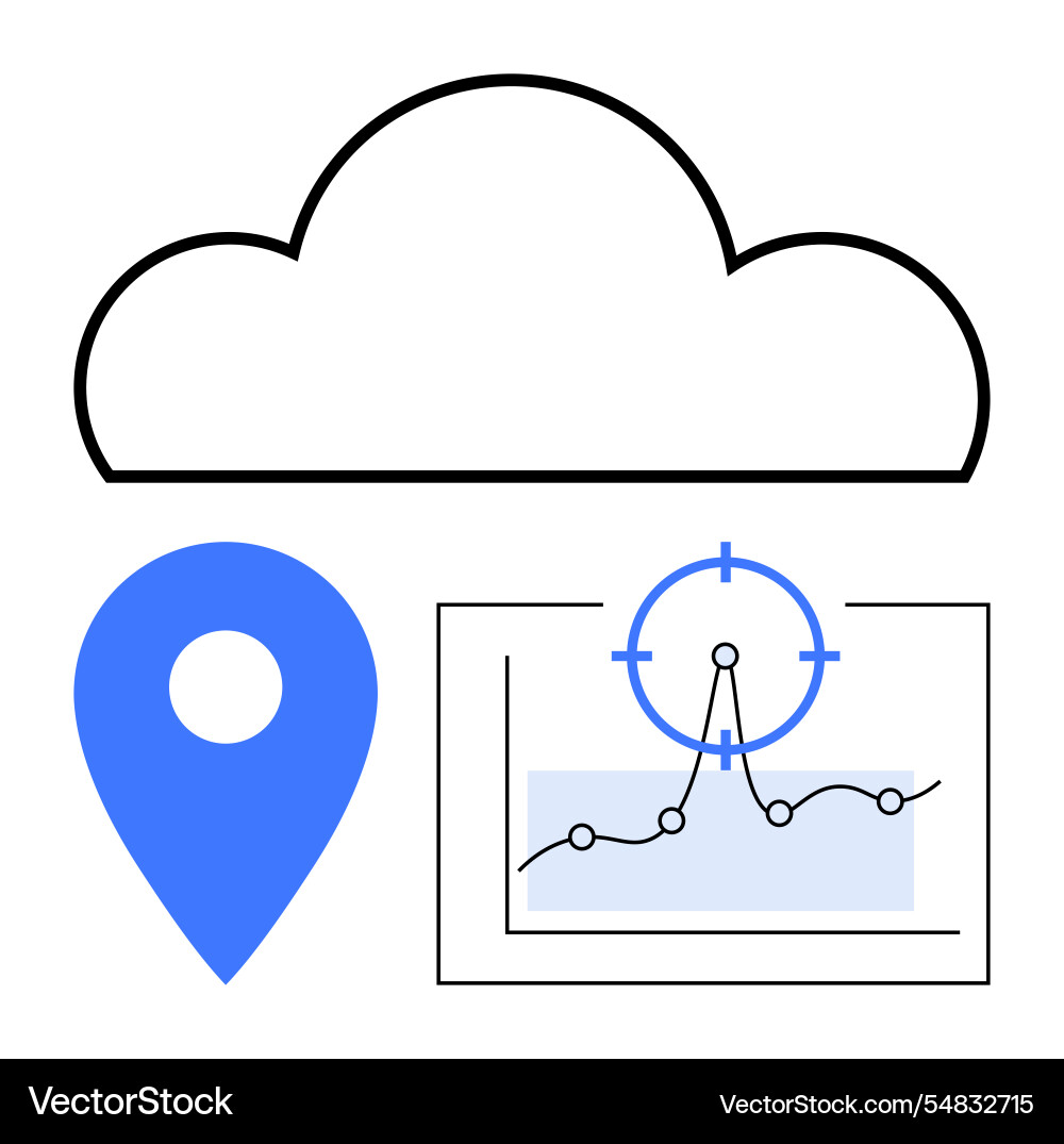 Cloud computing with location point and data Cloud computing with location point and data vector image