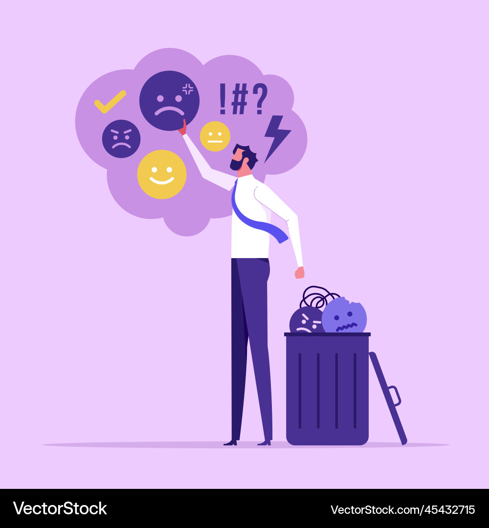Concept of calm get rid work problems and find Concept of calm get rid work problems and find vector image