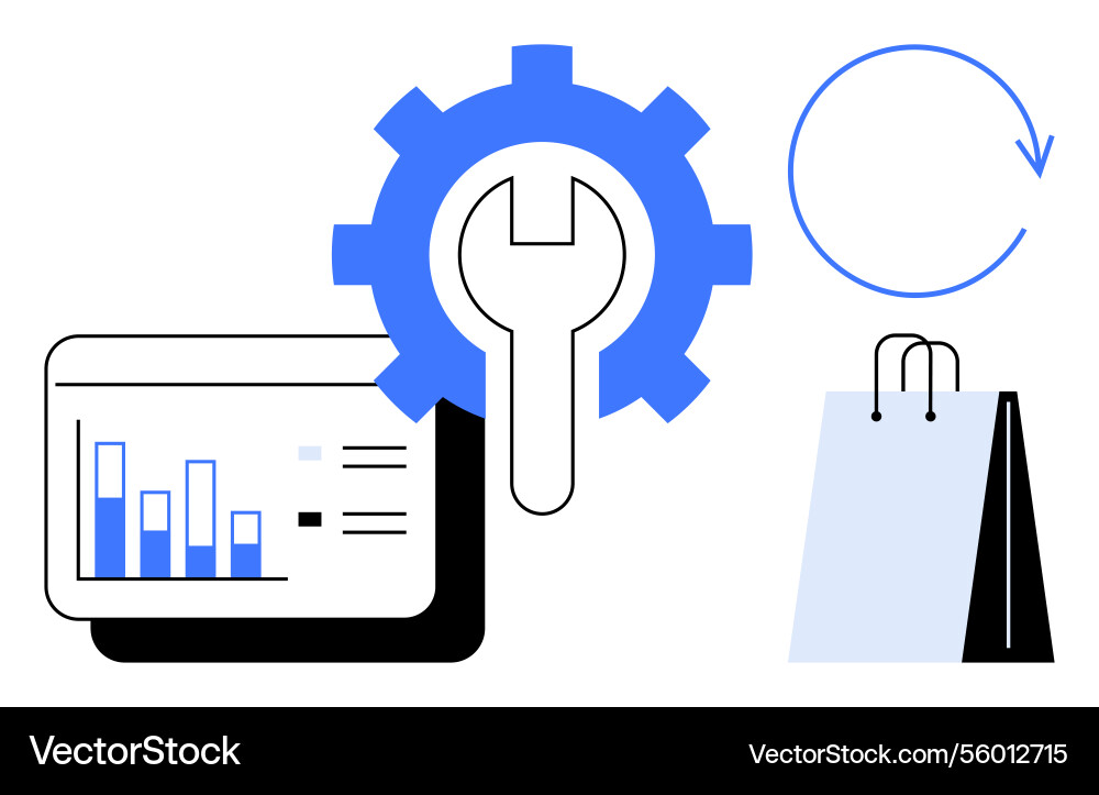Data analysis process optimization and shopping Data analysis process optimization and shopping vector image