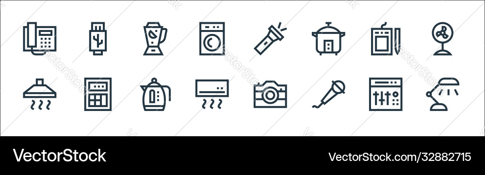 Electronics line icons linear set quality Electronics line icons linear set quality vector image