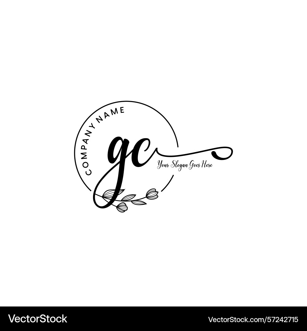 Elegant gc initial logo design with botanical Vector Image