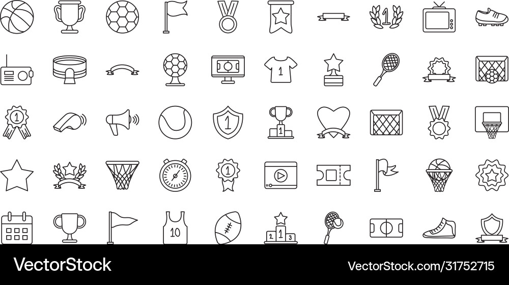 Game event icon set line style vector image