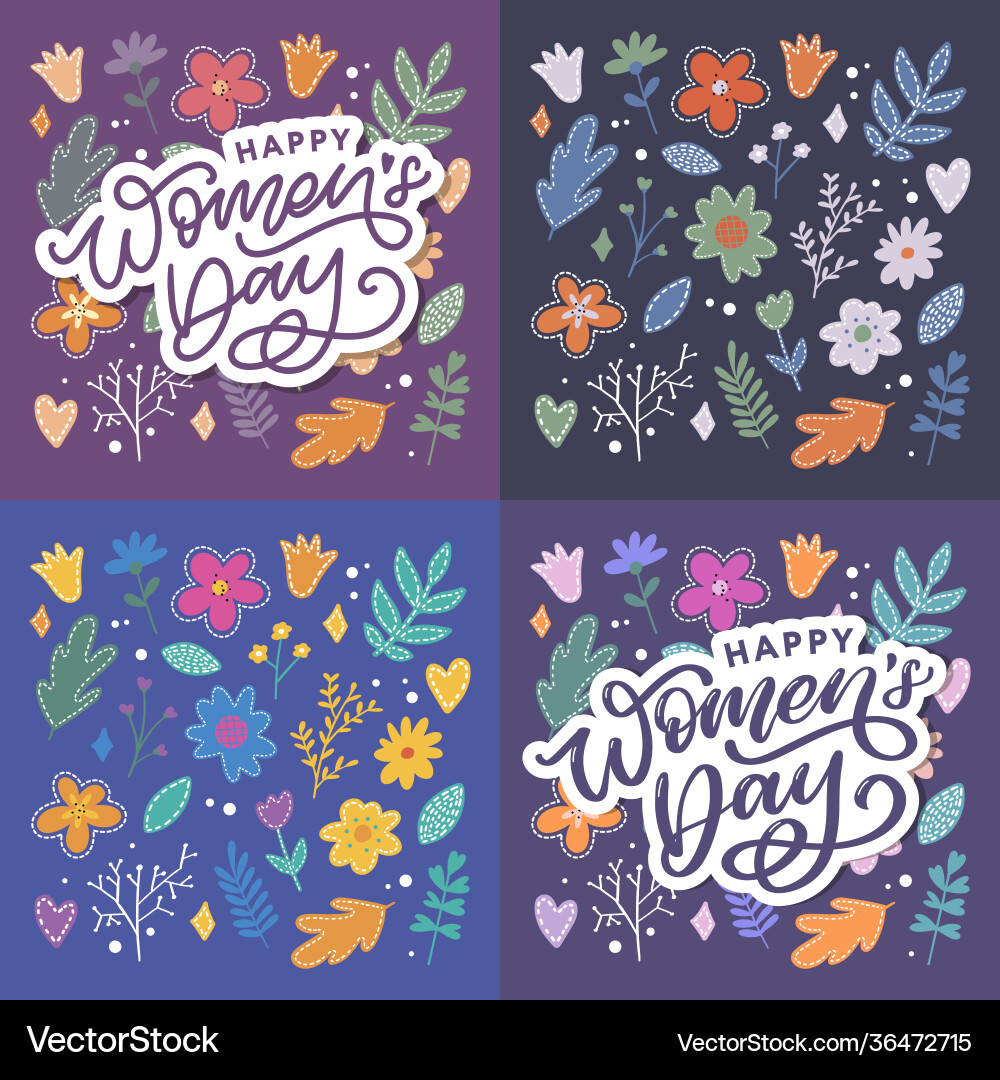 Happy women s day set handwritten lettering Happy women s day set handwritten lettering vector image