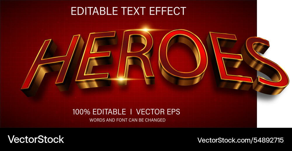 Heroes 3d text effect with modern style design Heroes 3d text effect with modern style design vector image