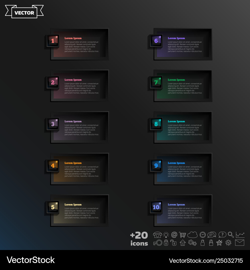 Infographic design list with colorful square Vector Image