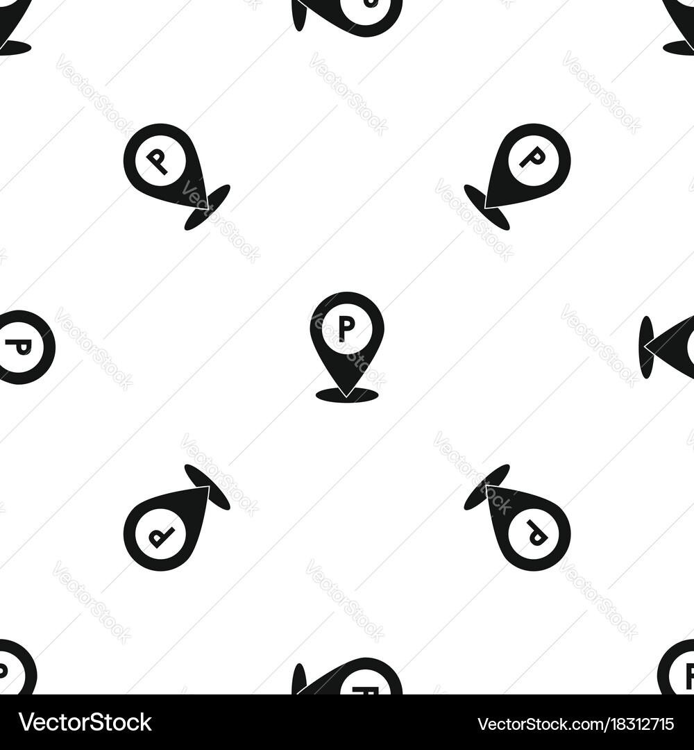 Map pointer with car parking sign pattern seamless vector image
