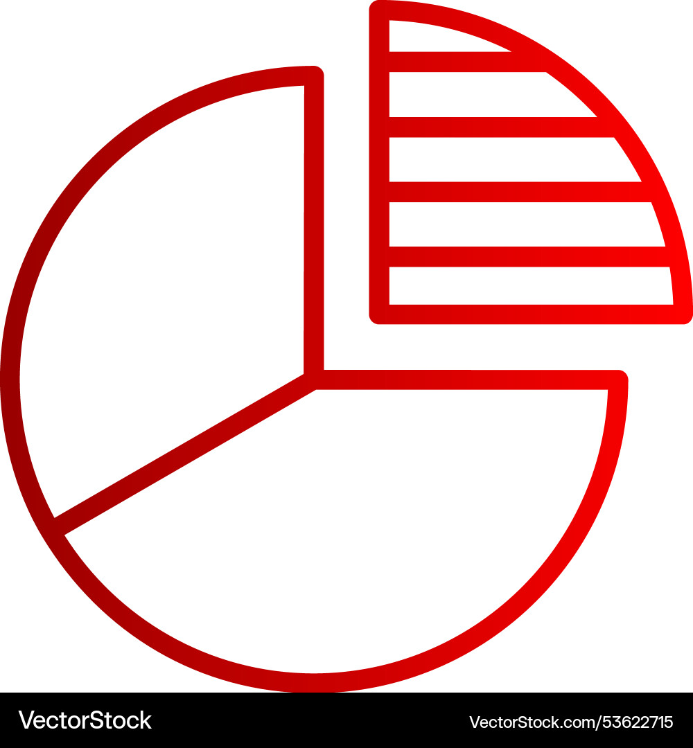 Pie chart line gradient icon vector image