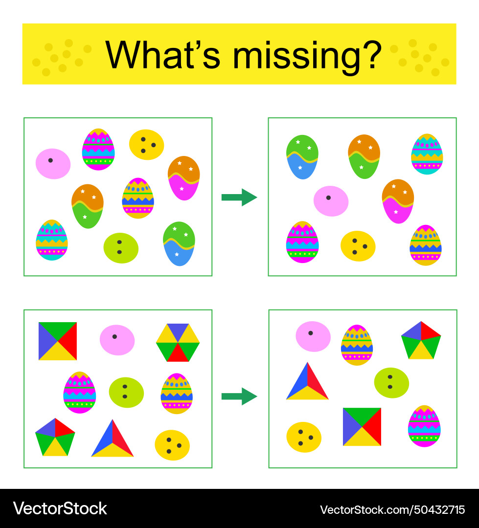 Puzzle game for kids find the missing object vector image