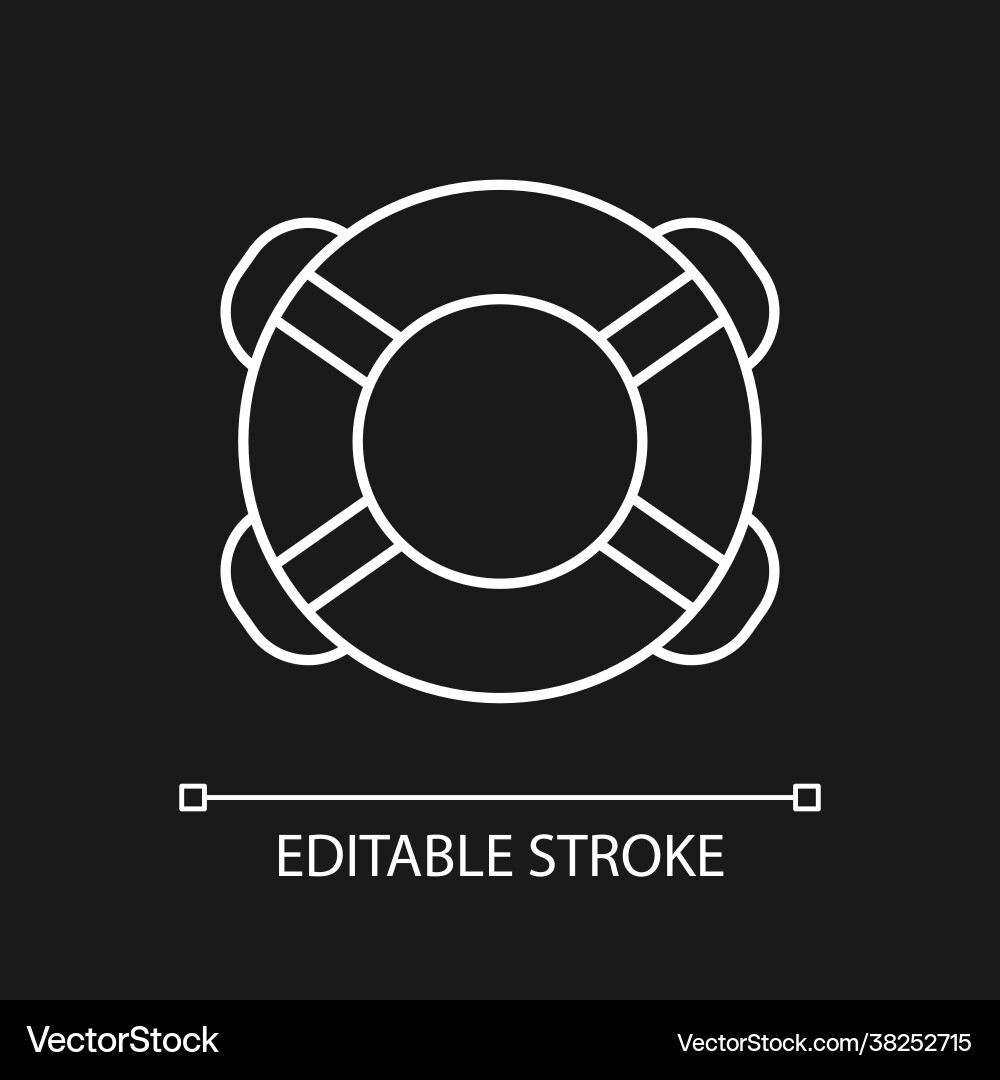 Ring buoy white linear icon for dark theme Ring buoy white linear icon for dark theme vector image