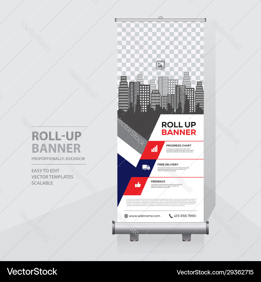 Roll Up Banner Vertikale Designvorlage Vektorbild