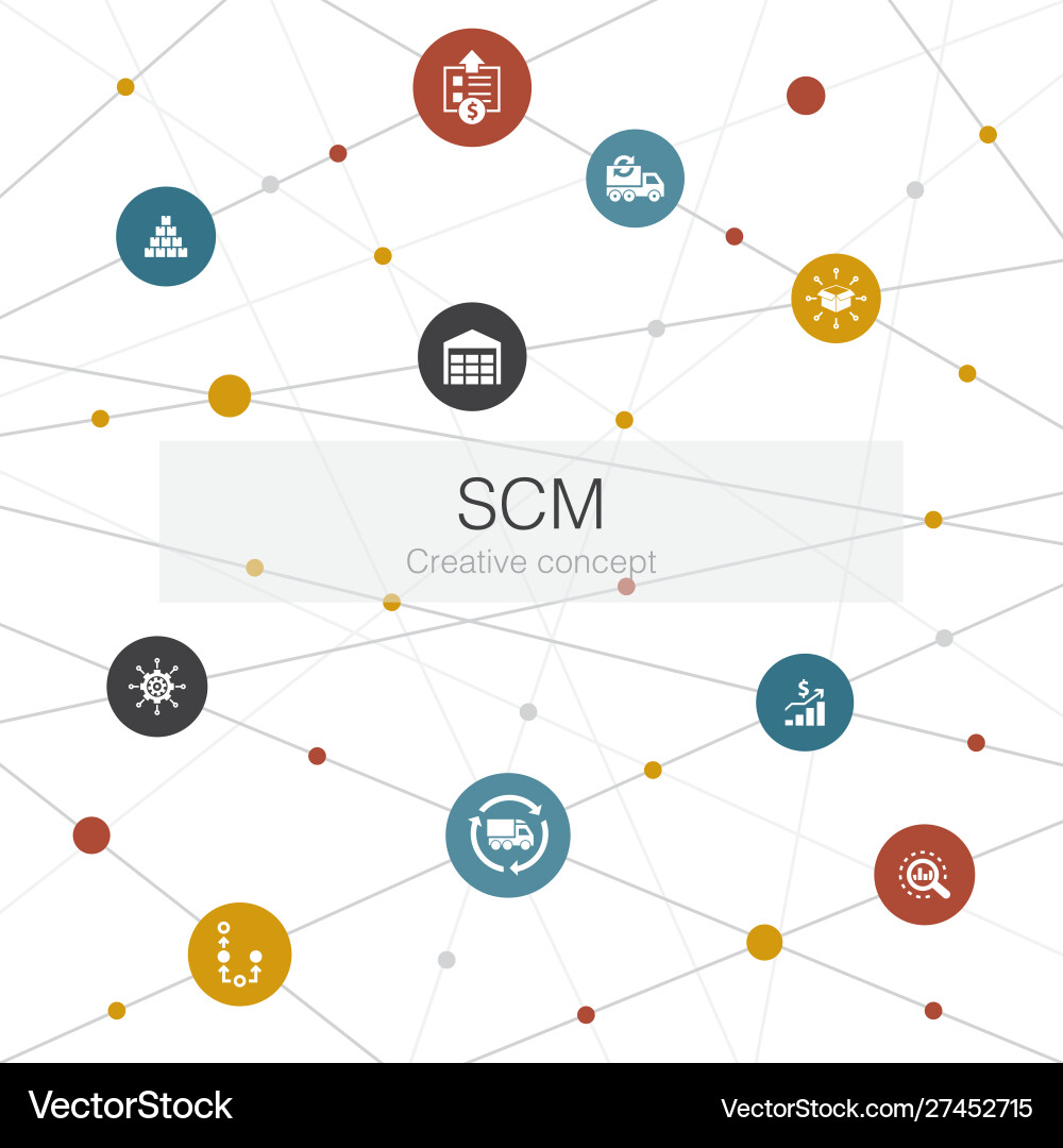 Scm trendy web template with simple icons Vector Image