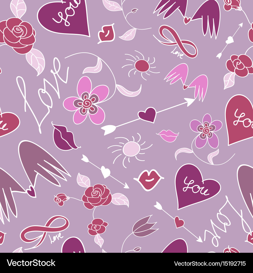 Seamless pattern with hearts and arrows vector image
