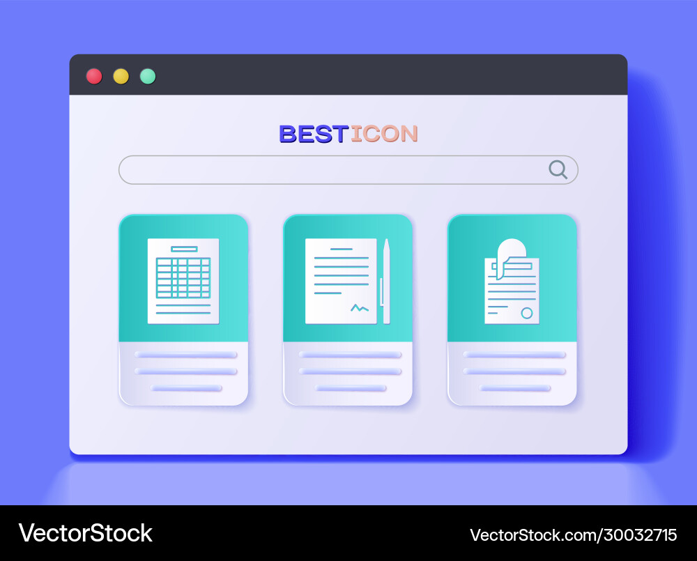 Set contract with pen report file document Set contract with pen report file document vector image
