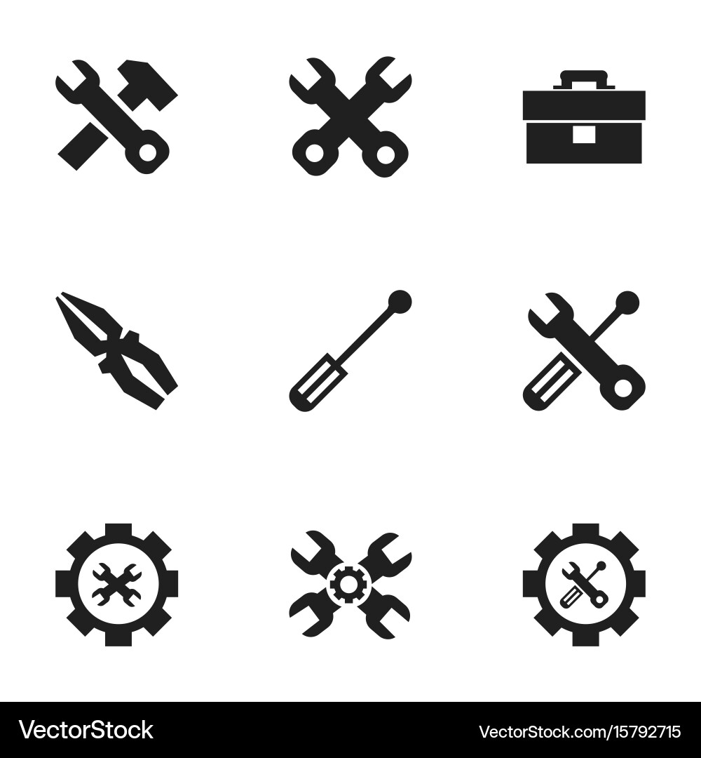 Set of 9 editable mechanic icons includes symbols Vector Image