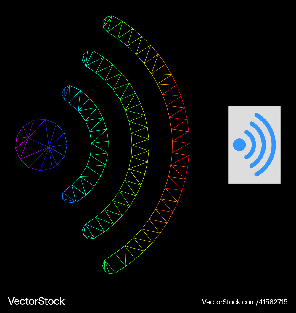 Spectral gradiented polygonal mesh wi-fi source Spectral gradiented polygonal mesh wi-fi source vector image