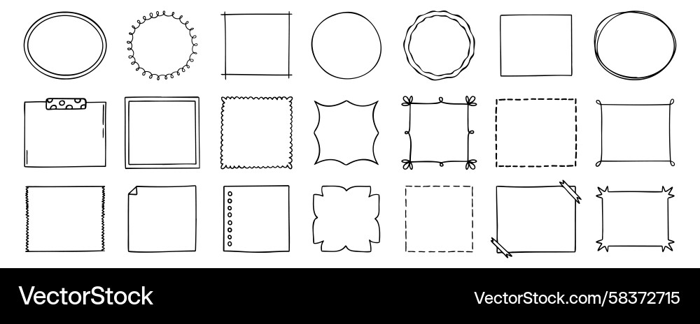 Thin Line Frame Border Set - Abstract Shapes Vector Image