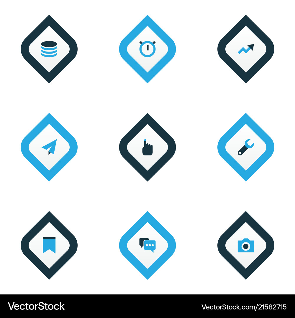 User icons colored set with comment stopwatch User icons colored set with comment stopwatch vector image