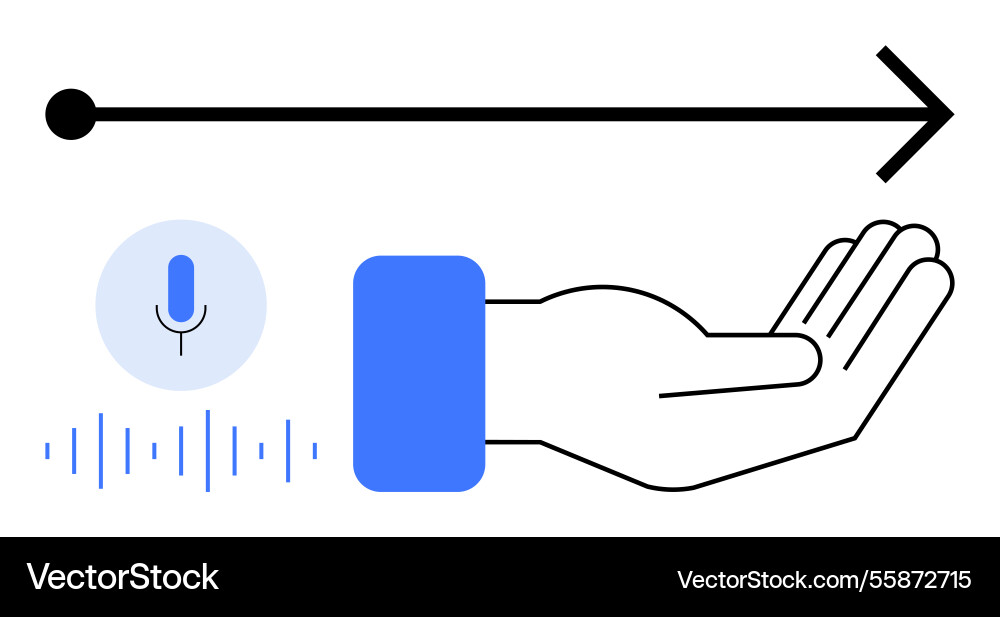 Voice command execution concept with microphone vector image