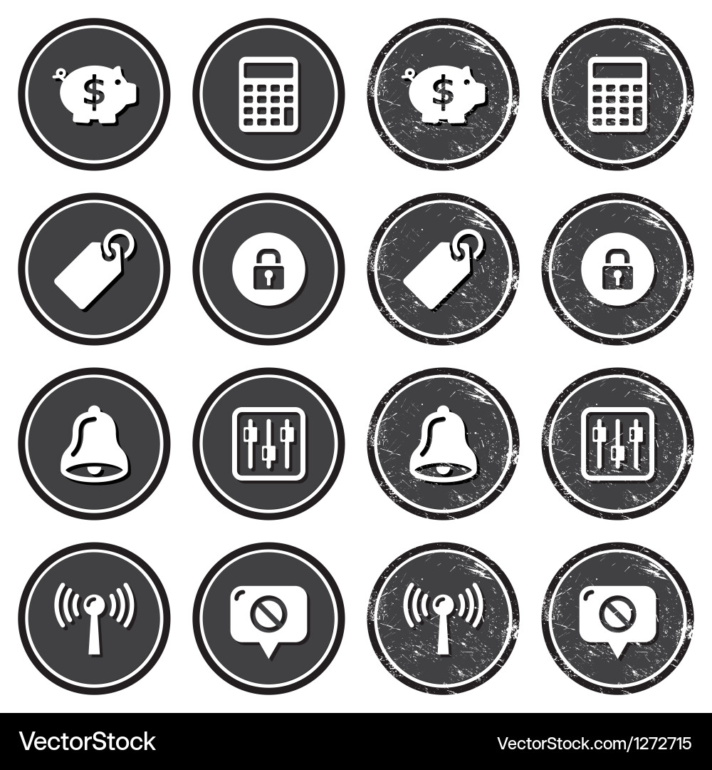 Web navigation icons on retro labels set vector image