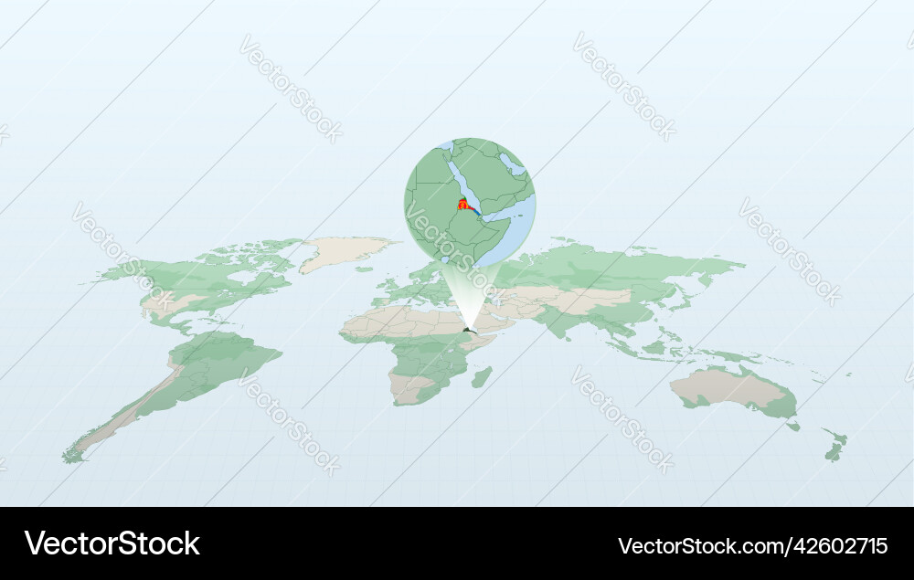 World map in perspective showing the location vector image