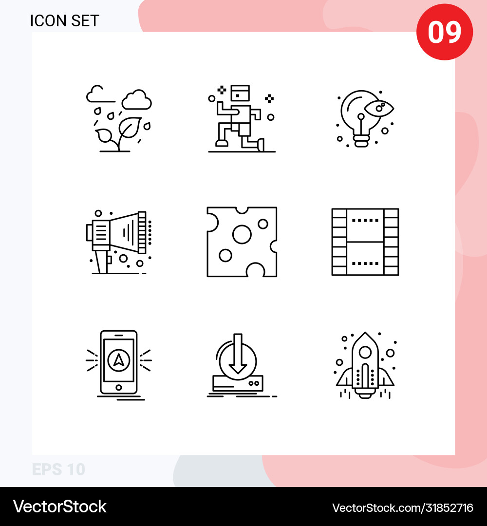 9 universal outlines set for web and mobile Vector Image