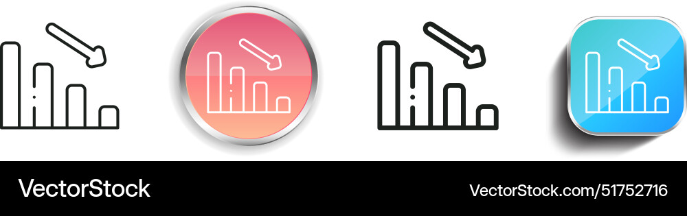 Bar chart icon thin linear regular and button vector image