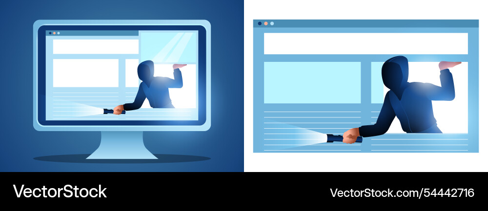 Blue computer hacker sneaking Blue computer hacker sneaking vector image
