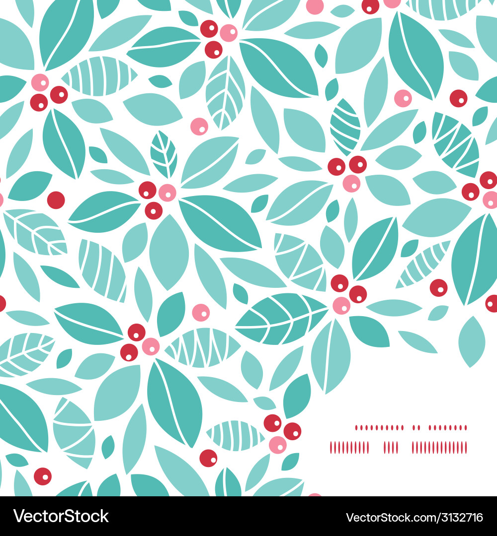 Christmas Holly Berry Frame Pattern Vector Image