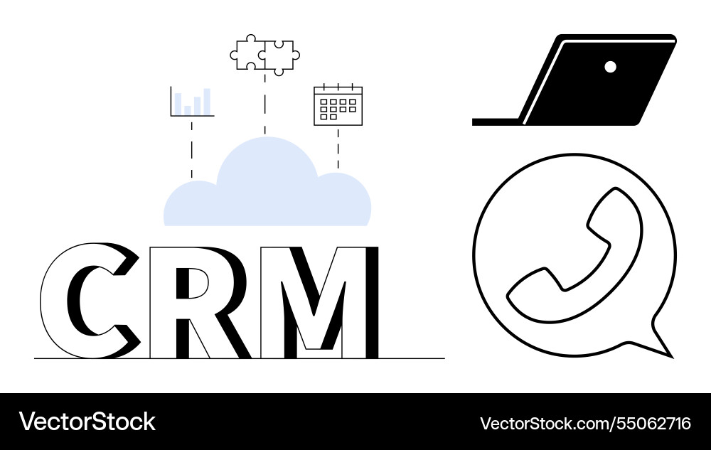 Cloud crm with puzzle calendar graph data Cloud crm with puzzle calendar graph data vector image