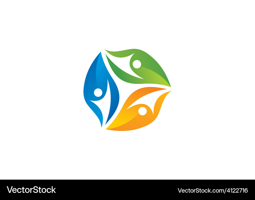 Diversity Circle Logo - Menschen und Blätter Vektorbild