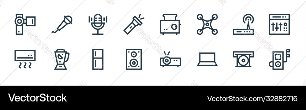 Electronics line icons linear set quality Electronics line icons linear set quality vector image
