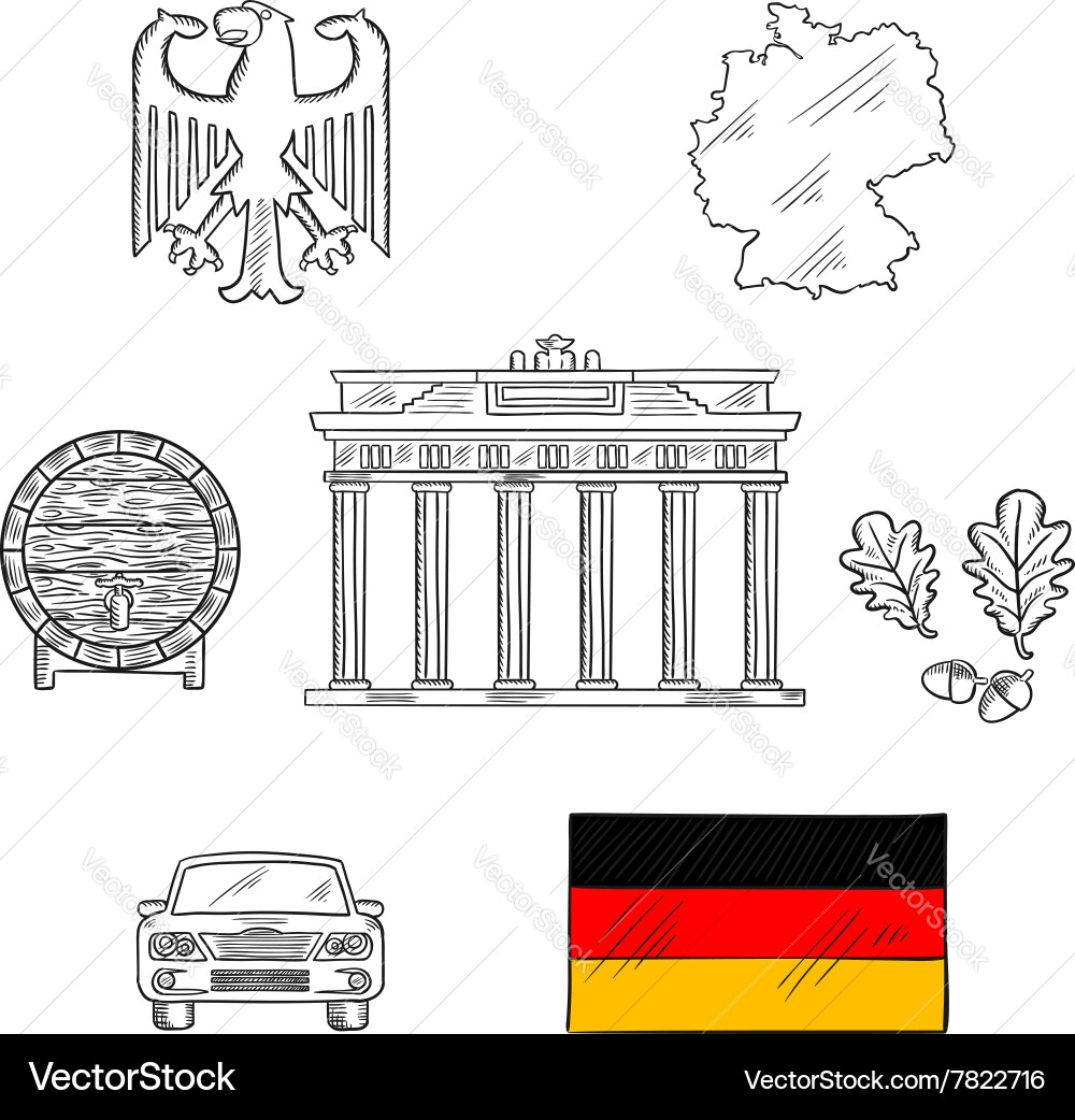 Germany national and travel icons Vector Image
