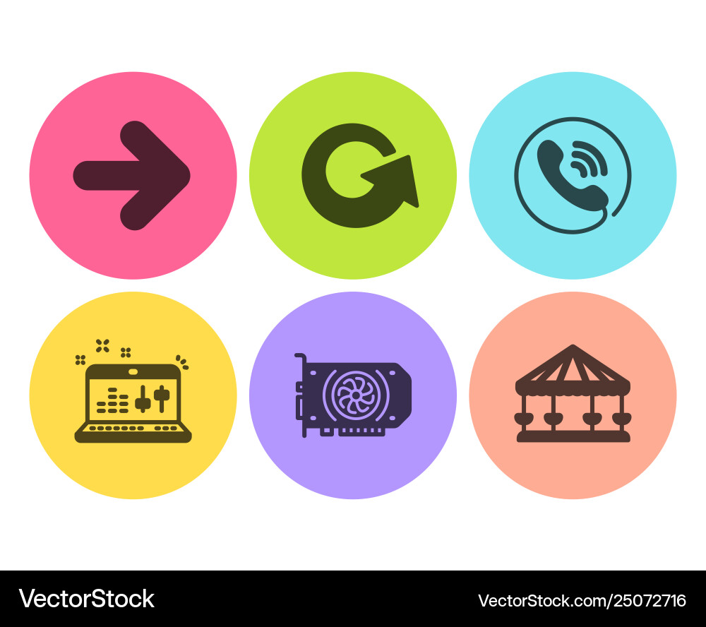 Gpu call center and sound check icons set reload Gpu call center and sound check icons set reload vector image