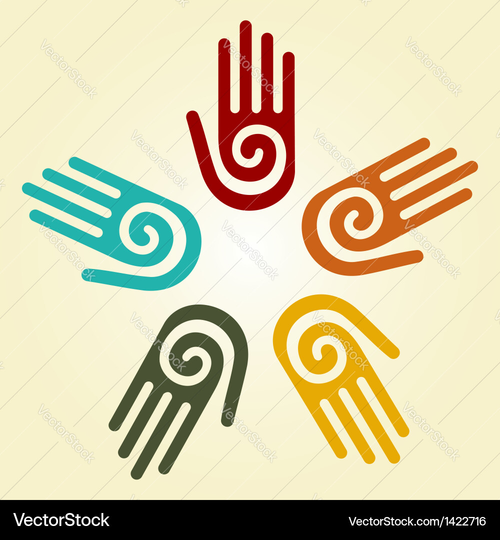 Hand with Spiral Symbol of Unity Vector Image