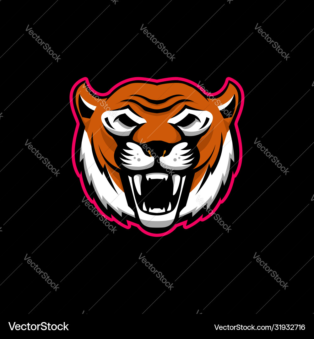 Head angry tiger mascot design element vector image