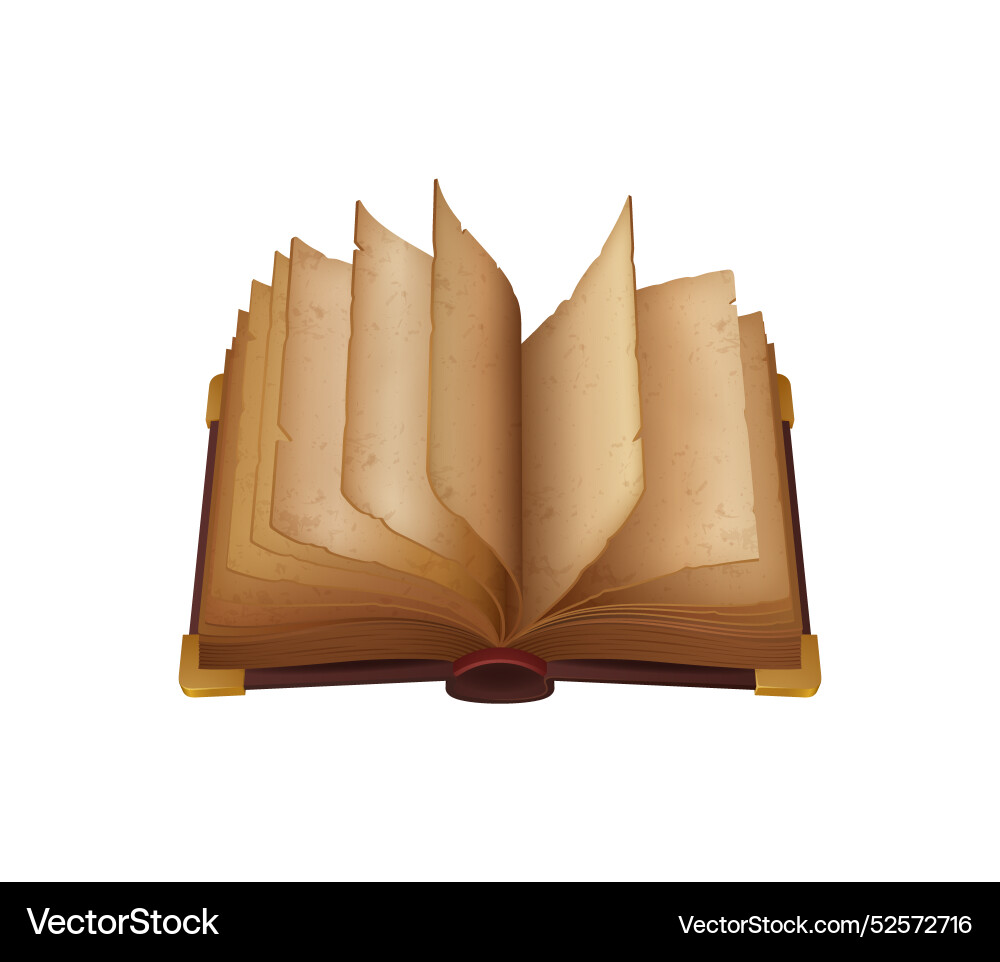 Open game book or magic spellbook ui asset Vector Image