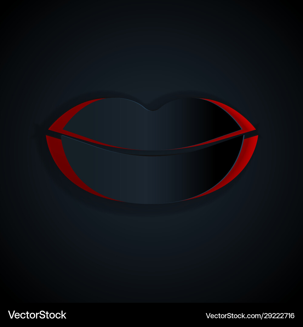 Paper cut smiling lips icon isolated on black Paper cut smiling lips icon isolated on black vector image