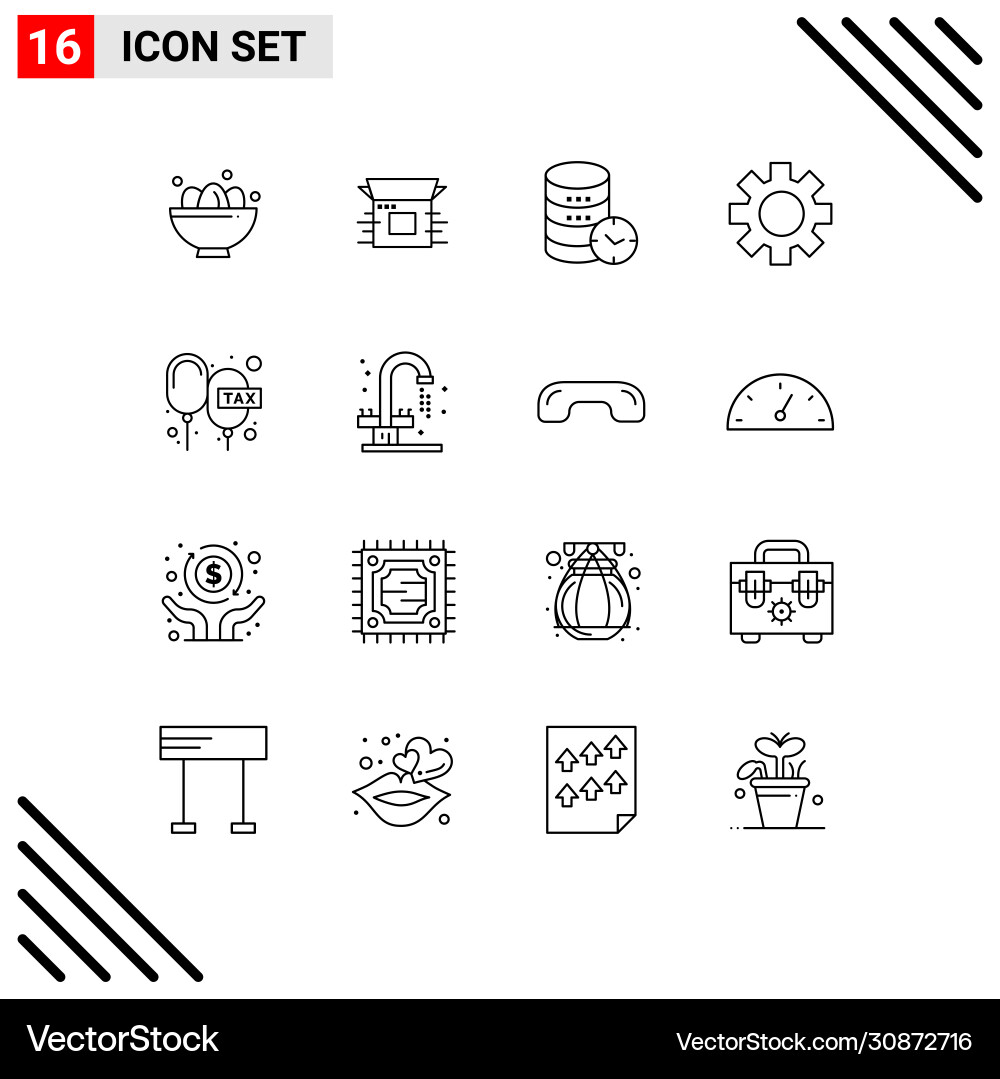 Pictograph set 16 simple outlines logistic Vector Image