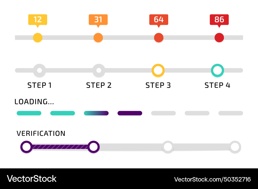 Progress bar infographic design chart numbers Progress bar infographic design chart numbers Vector Image