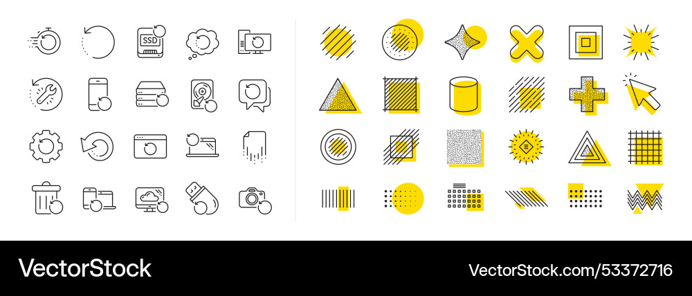 Recovery line icons backup restore data vector image