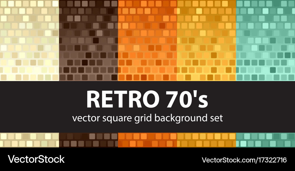 Retro 70s Square Pattern Set vector image