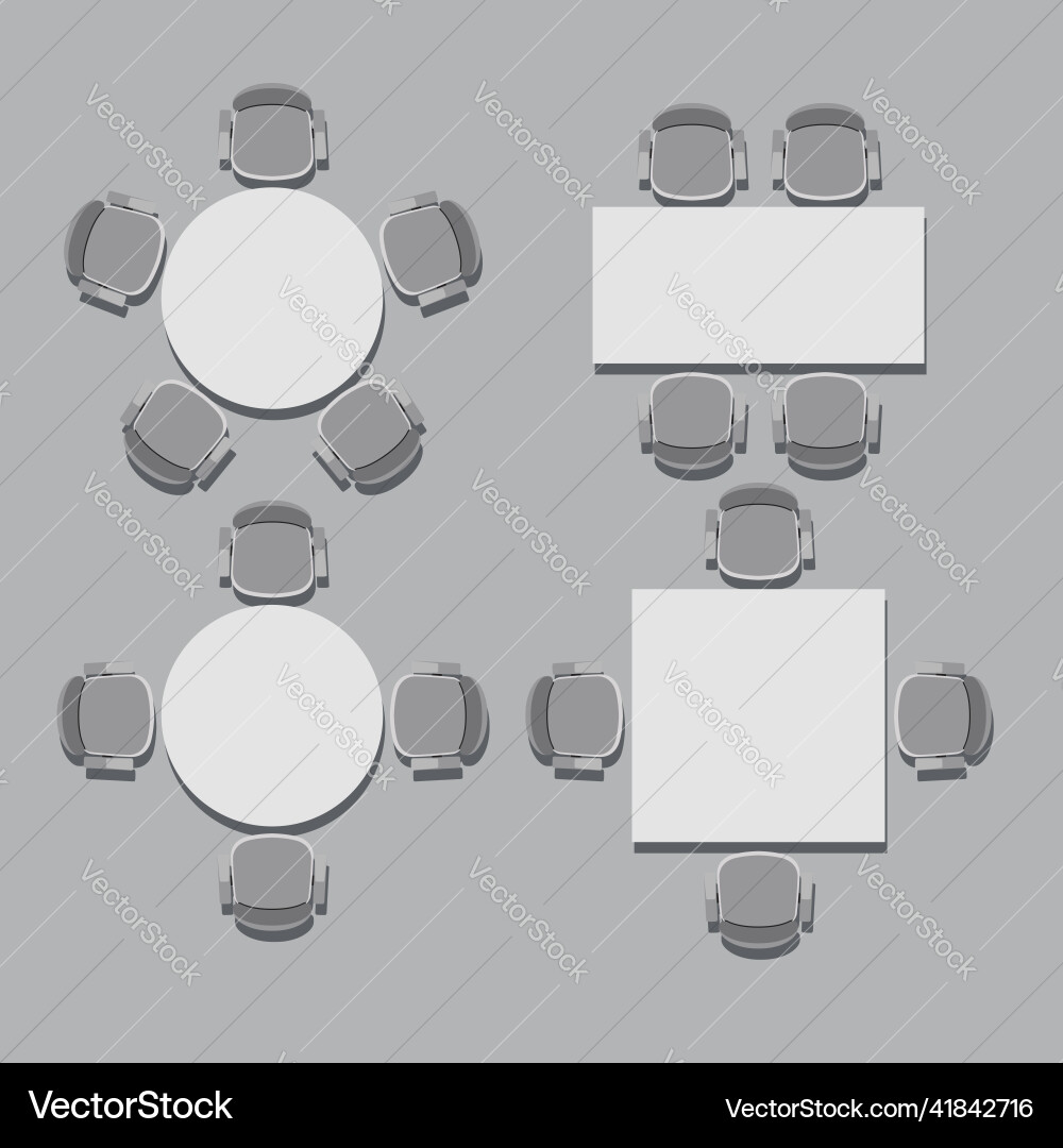 Round and square tables with chairs Royalty Free Vector