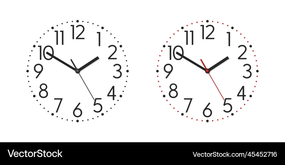 Round wall office clock face set design Round wall office clock face set design vector image