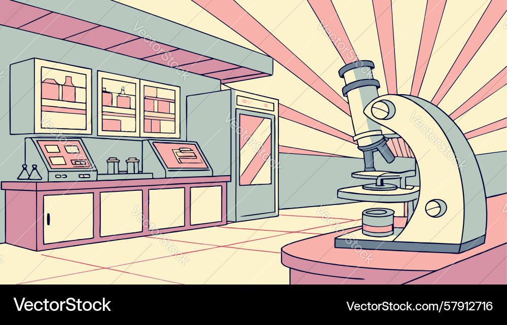 Science lab with microscope ready for discovery Vector Image