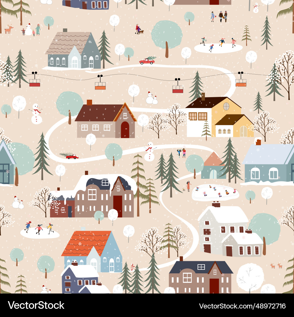 Seamless pattern winter landscapecelebrating Vector Image