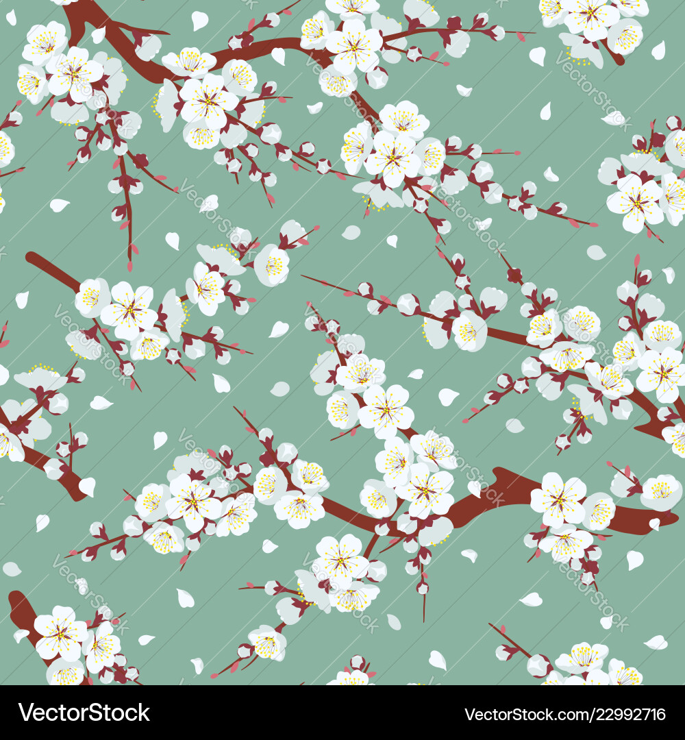 Seamless pattern with flowering branches Vector Image