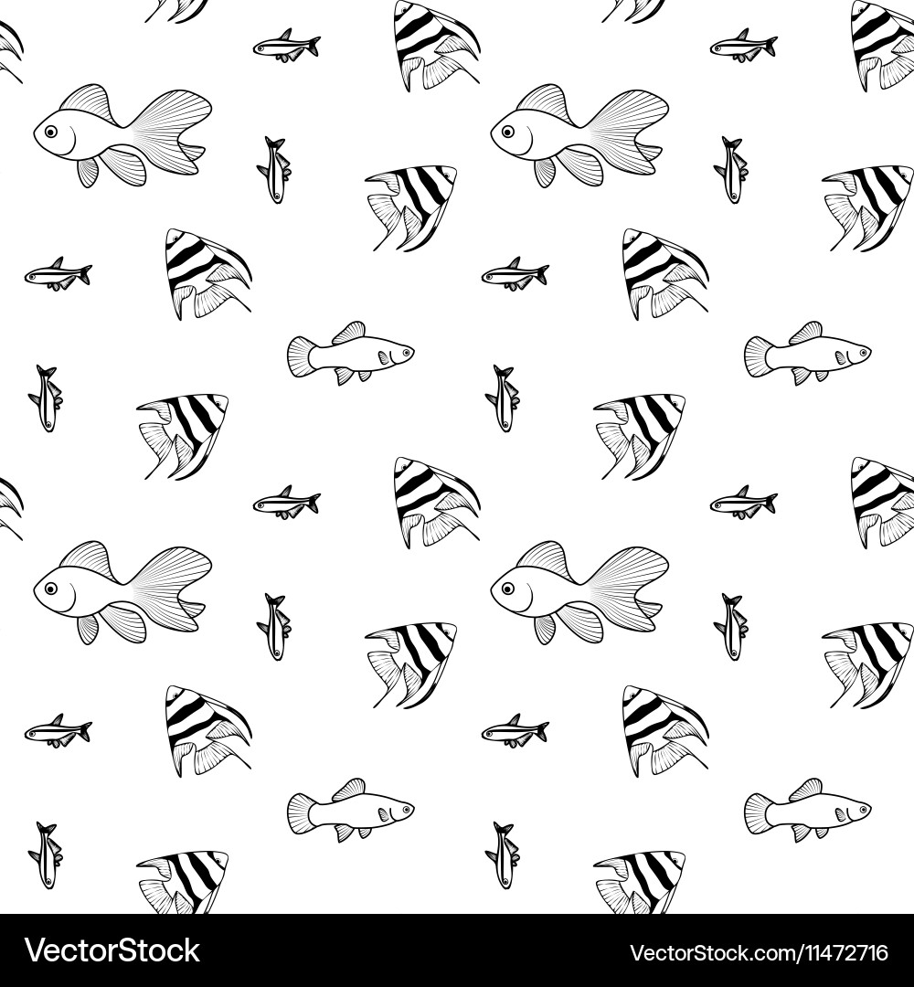 Seamless pattern with scalar fishes vector image