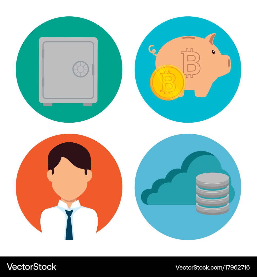 Set of block chain technology icons Vector Image
