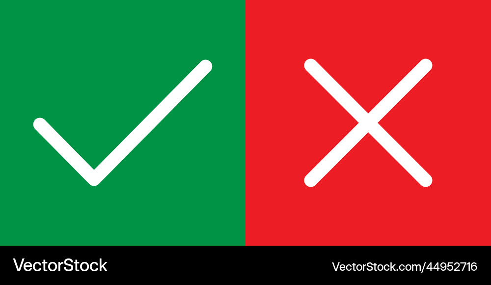 Set of check and cross mark yes no symbol Vector Image